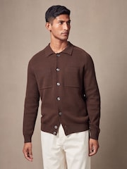 Black Relaxed Fit 100% Cotton Twin Pocket Knit Shacket - Image 14 of 15