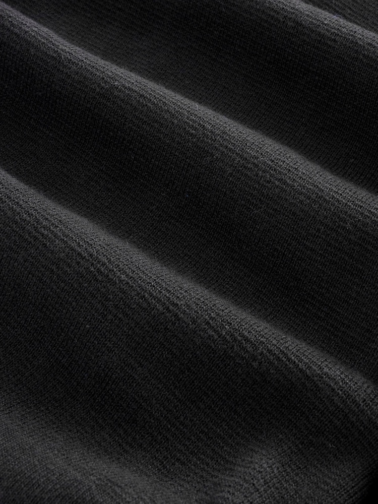 Negro - Sobrecamisa de punto de ajuste relajado de 100 % algodón con dos bolsillos - Imagen 8 de 8