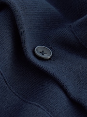Navy Blue Relaxed Fit 100% Cotton Knit Twin Pocket Shacket - Image 6 of 7