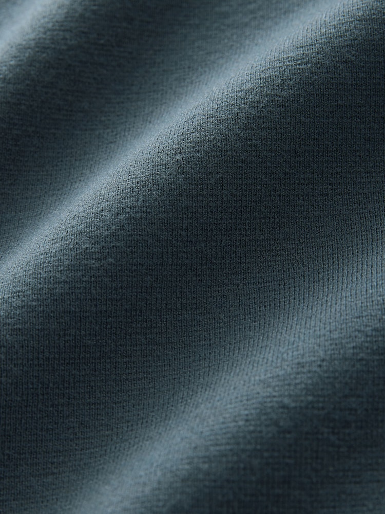 Teal Blue Soft Touch Regular Fit Quarter Zip Knitted Long Sleeve Polo Shirt - Image 7 of 7