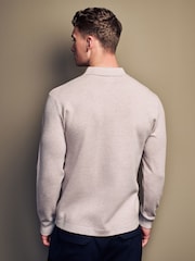 Neutral Soft Touch Regular Fit Quarter Zip Knitted Long Sleeve Polo Shirt - Image 3 of 7