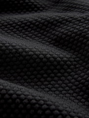 Black Texture Regular Fit 100% Cotton Premium Quarter Zip Jumper - Image 3 of 7