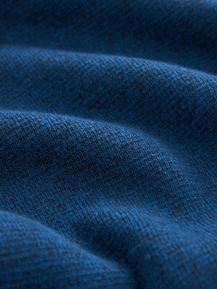Cobalt Blue Plain Regular Fit 100% Cotton Premium Quarter Zip Jumper - Image 7 of 7