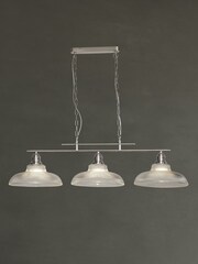 Searchlight Satin Silver Willow 3 Light Halophane Glass Ceiling Light Bar - Image 1 of 3