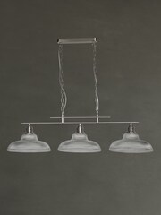 Searchlight Satin Silver Willow 3 Light Halophane Glass Ceiling Light Bar - Image 2 of 3