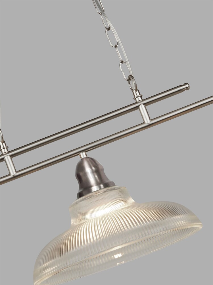 Searchlight Satin Silver Willow 3 Light Halophane Glass Ceiling Light Bar - Image 3 of 3