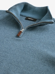 Light Blue Plain Regular Fit 100% Cotton Premium Quarter Zip Jumper - Image 8 of 8