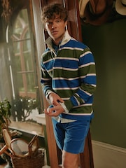Joules Onside Green/Navy Striped Rugby Shirt - Image 6 of 7