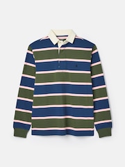 Joules Onside Green/Navy Striped Rugby Shirt - Image 7 of 7