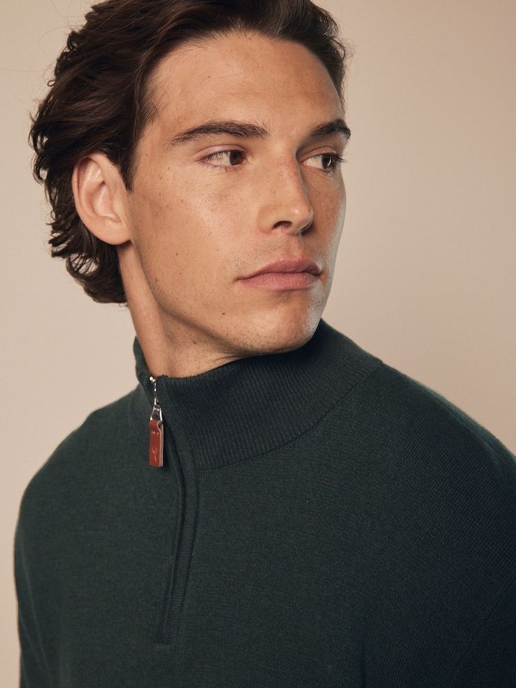 Vert forêt - Uni - Coupe classique 100% Coton Premium Quarter Zip Pull - Image 4 of 7