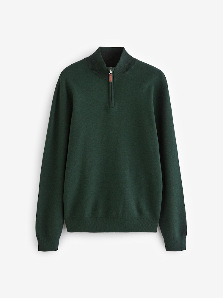 Vert forêt - Uni - Coupe classique 100% Coton Premium Quarter Zip Pull - Image 5 of 7