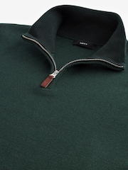 Forest Green Plain Regular Fit 100% Cotton Premium Quarter Zip Jumper - Image 6 of 7