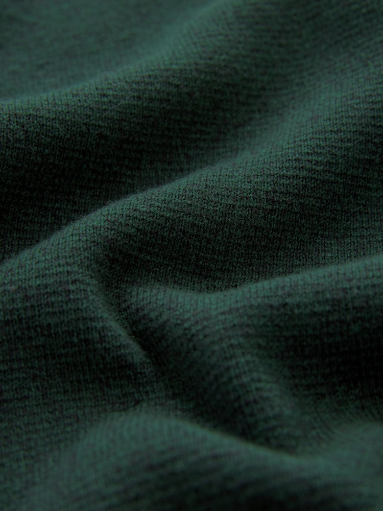 Forest Green Plain Regular Fit 100% Cotton Premium Quarter Zip Jumper - Image 7 of 7