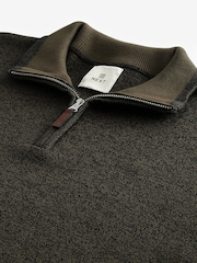 Olive Green Plain Regular Fit 100% Cotton Premium Quarter Zip Jumper - Image 6 of 7