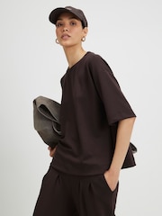 River Island Brown Premium Short Sleeve Boxy T-Shirt - Image 1 of 4