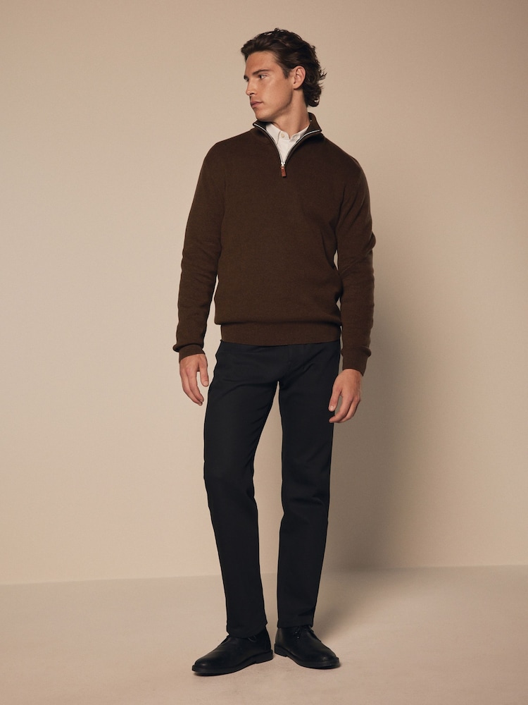 rjava - v standardnem kroju 100% Cotton Premium Quarter Zip pulover - Slika 2 iz 7