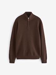 rjava - v standardnem kroju 100% Cotton Premium Quarter Zip pulover - Slika 5 iz 7