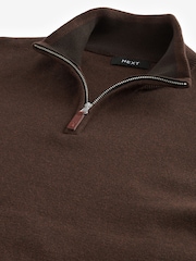 rjava - v standardnem kroju 100% Cotton Premium Quarter Zip pulover - Slika 6 iz 7