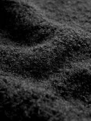 Black Relaxed Fit Bouclé Texture Crew Jumper With Wool - Image 6 of 7