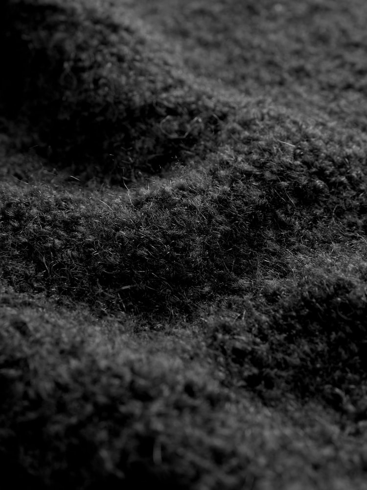 Black Relaxed Fit Bouclé Texture Crew Jumper With Wool - Image 6 of 7
