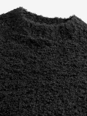 Black Relaxed Fit Bouclé Texture Crew Jumper With Wool - Image 7 of 7