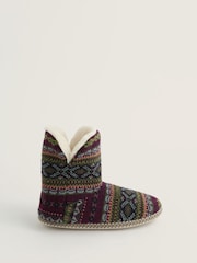 Seasalt Cornwall Purple Snooze Slipper Booties Slippers - Image 1 of 5