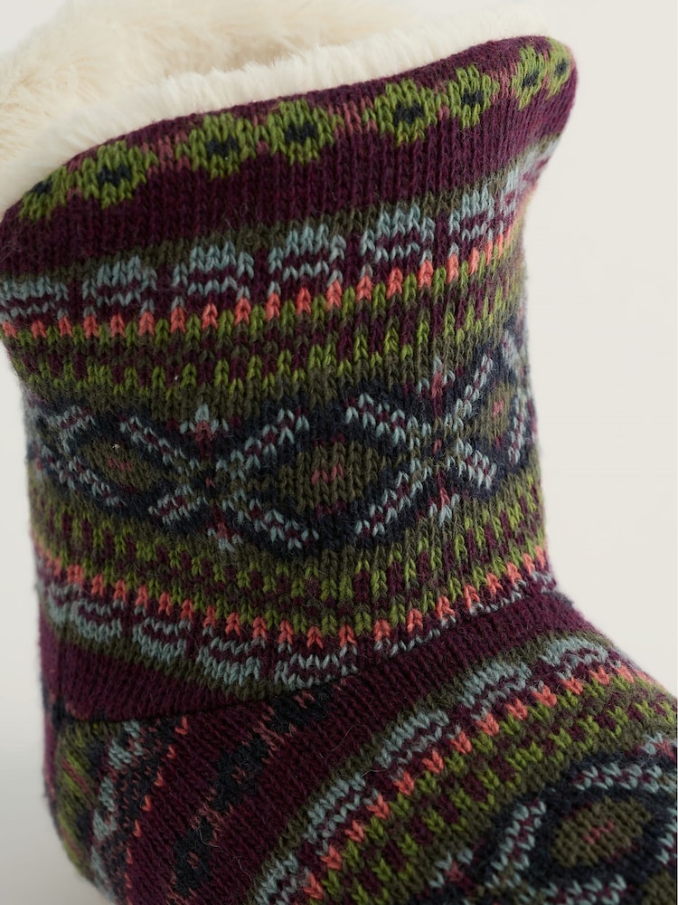 Seasalt Cornwall Purple Snooze Slipper Booties Slippers - Image 5 of 5