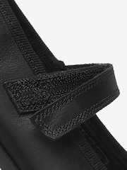 Black Matt Standard Fit (F) School Leather Bow Mary Jane Shoes - Image 10 of 16