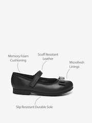 Black Matt Standard Fit (F) School Leather Bow Mary Jane Shoes - Image 11 of 16
