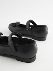 Black Matt Standard Fit (F) School Leather Bow Mary Jane Shoes - Image 14 of 16