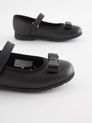 Black Matt Standard Fit (F) School Leather Bow Mary Jane Shoes - Image 6 of 16