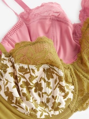Green Floral Print/Rose Pink 2 Pack Non Pad Full Cup Bras - Image 12 of 12