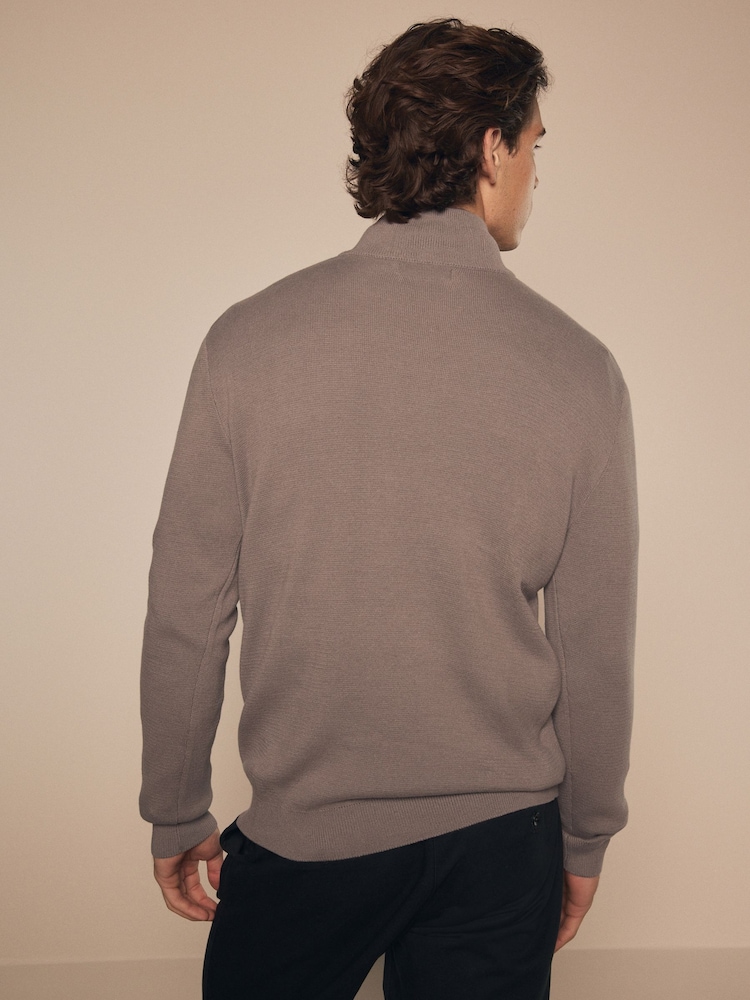 Marron champignon - Uni - Coupe classique 100% Coton Premium Quarter Zip Pull - Image 3 of 7