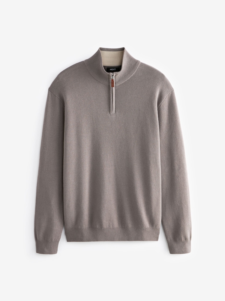 Marron champignon - Uni - Coupe classique 100% Coton Premium Quarter Zip Pull - Image 5 of 7