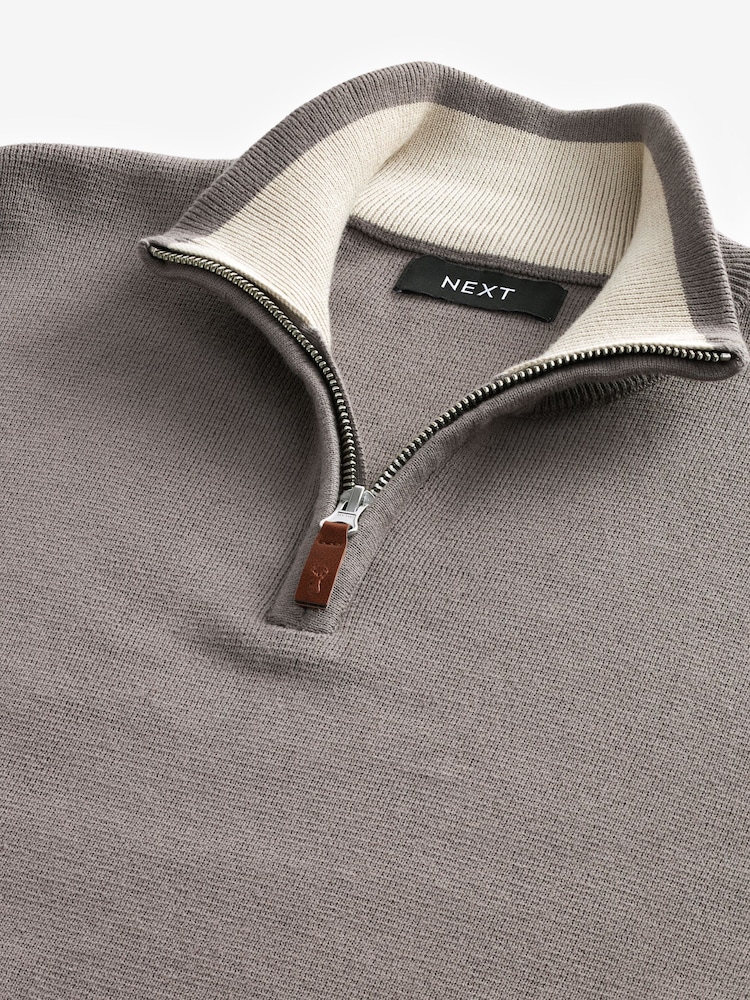 Marron champignon - Uni - Coupe classique 100% Coton Premium Quarter Zip Pull - Image 6 of 7