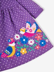 JoJo Maman Bébé Purple Bird Appliqué Button Front Dress - Image 2 of 3