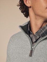 Light Grey Plain Regular Fit 100% Cotton Premium Quarter Zip Jumper - Image 4 of 7