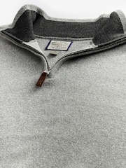 Light Grey Plain Regular Fit 100% Cotton Premium Quarter Zip Jumper - Image 6 of 7