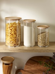 Clear Glass Storage Jar With Wooden Lid - Image 1 of 5