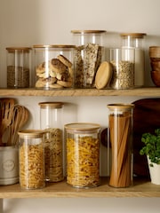 Clear Glass Storage Jar With Wooden Lid - Image 2 of 5