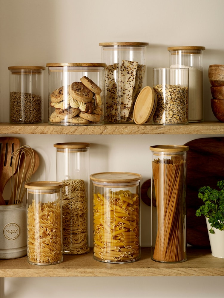 Clear Glass Storage Jar With Wooden Lid - Image 2 of 5