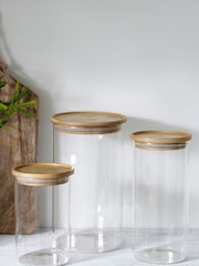 Clear Glass Storage Jar With Wooden Lid - Image 4 of 5