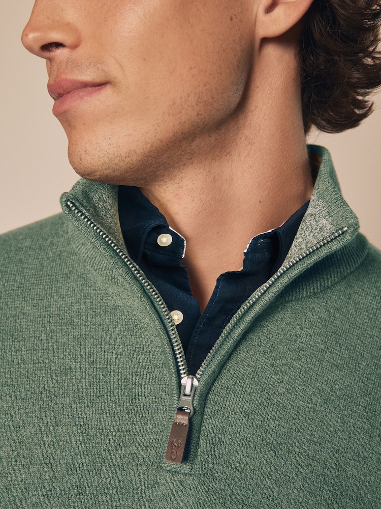 vert - Uni - Coupe classique 100% Coton Premium Quarter Zip Pull - Image 4 of 7