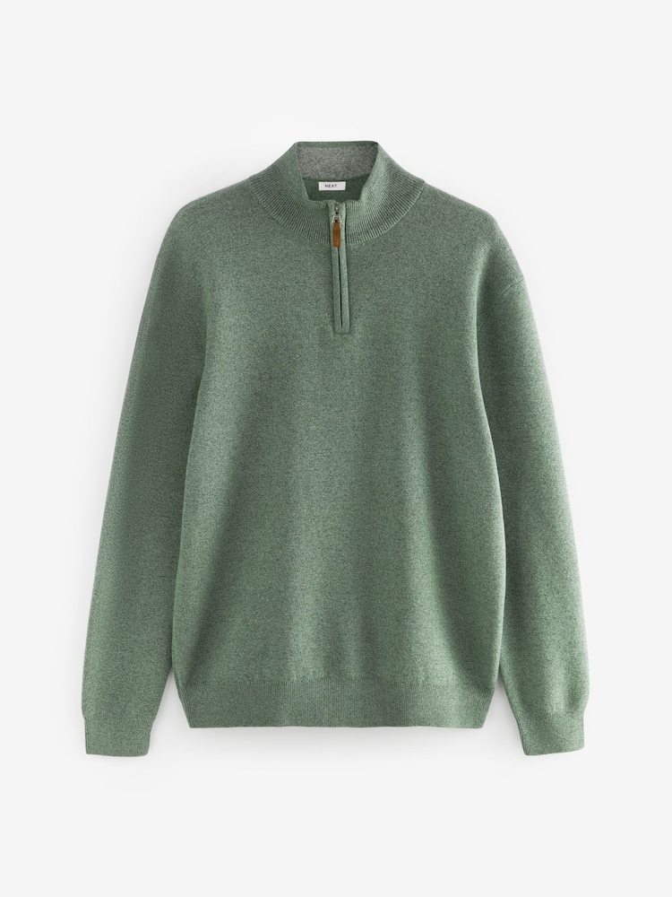 vert - Uni - Coupe classique 100% Coton Premium Quarter Zip Pull - Image 5 of 7