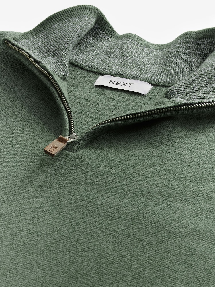 vert - Uni - Coupe classique 100% Coton Premium Quarter Zip Pull - Image 6 of 7