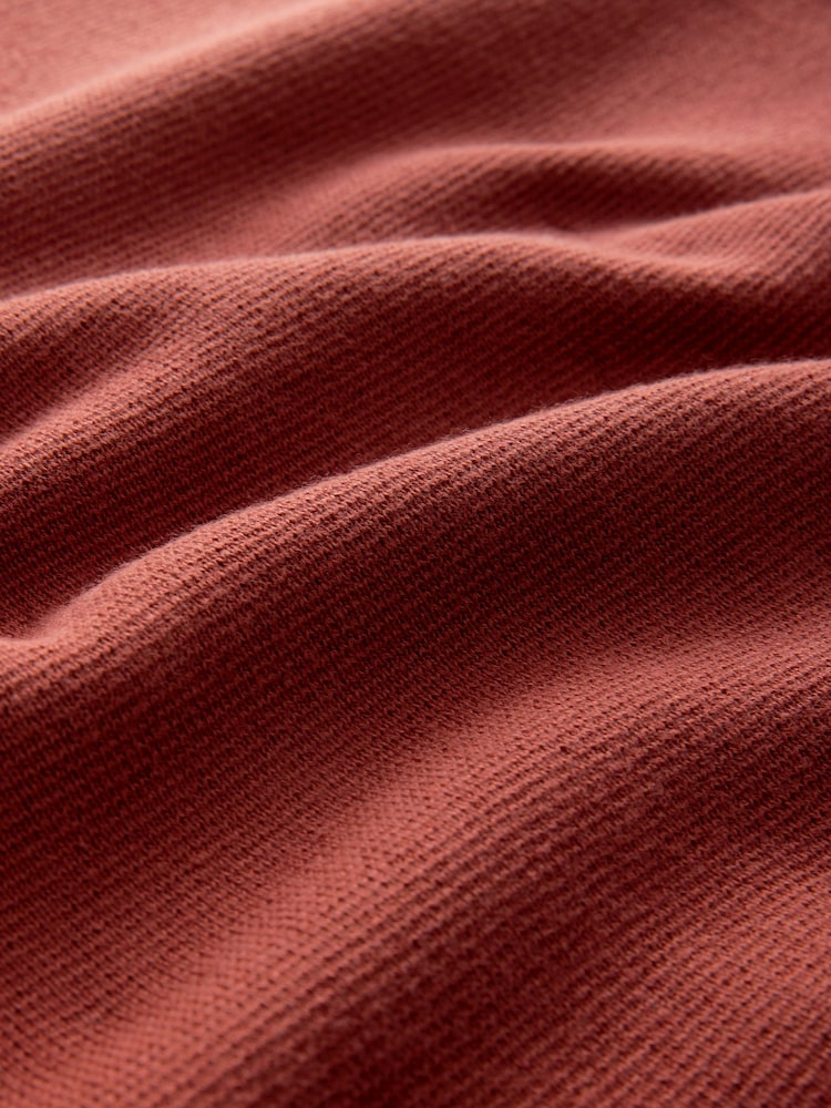 Burnt Clay Red Plain Regular Fit 100% Cotton Premium Quarter Zip Jumper - Image 7 of 7