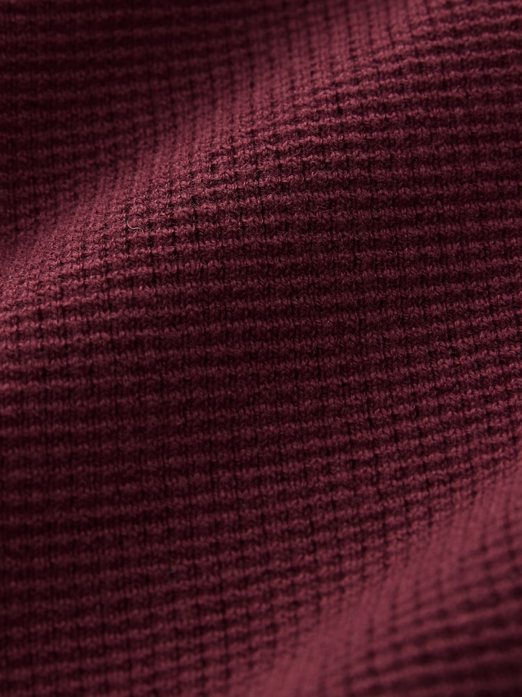 Dark Purple Oxford V-Neck Regular 100% Cotton Mock Shirt Jumper - Image 8 of 8