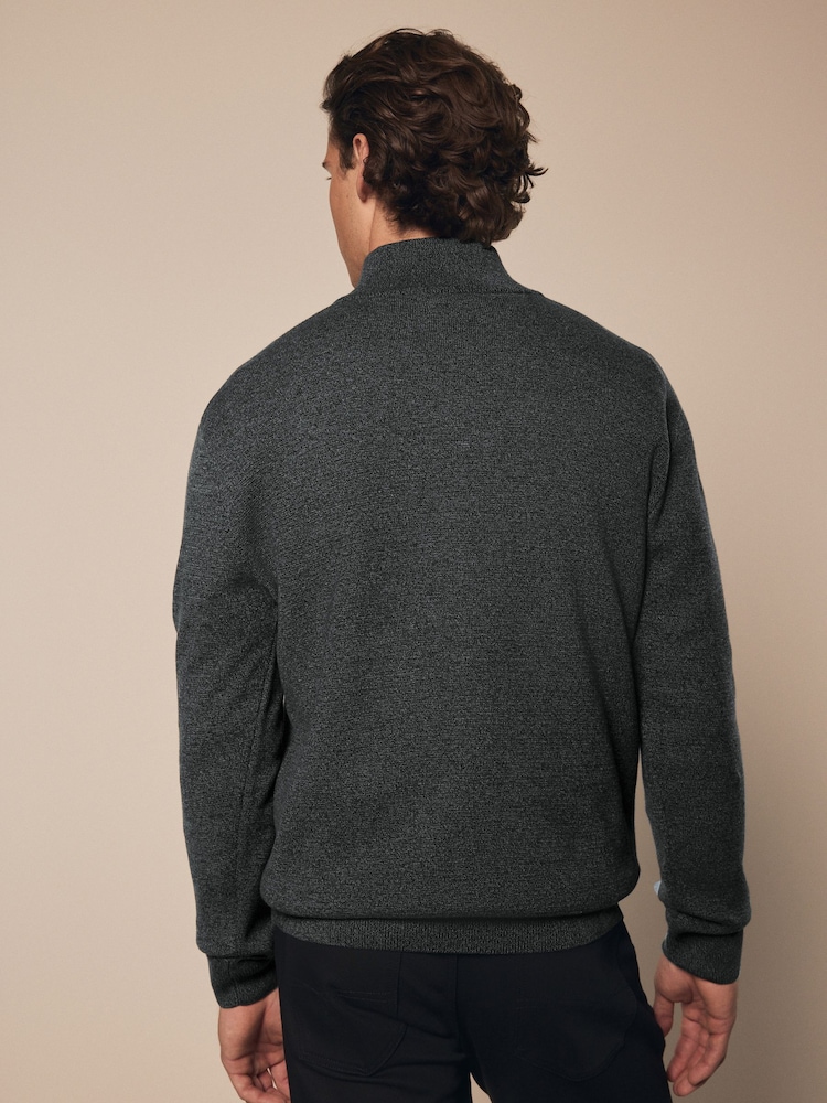 V barvi oglja - v standardnem kroju 100% Cotton Premium Quarter Zip pulover - Slika 2 iz 6 V barvi oglja - v standardnem kroju 100% Cotton Premium Quarter Zip pulover - Slika 2 iz 6