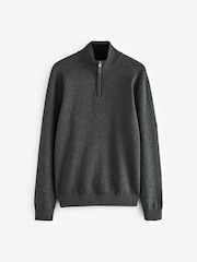 V barvi oglja - v standardnem kroju 100% Cotton Premium Quarter Zip pulover - Slika 4 iz 6