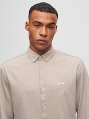 BOSS Beige Biado Long Sleeve Jersey Shirt - Image 5 of 6
